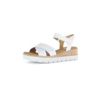 Keilsandalette GABOR "GENUA", Damen, Gr. 36, weiß, Leder, unifarben, klassisch, Schuhe, Riemchensandale, Komfortschuh, Sommerschuh, Stretcheinsatz, Weite G (42310021-36) weiß