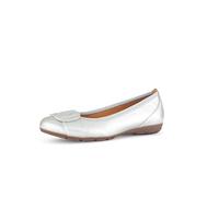 Gabor Damen Klassische Ballerinas, Frauen Flats,Ballett-Schuhe,Ballet-Flats,Ausgehschuhe,Abendschuhe,Slip-ons,sportlich,Silber,37.5 EU / 4.5 UK