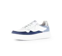 Gabor Damen Low-Top Sneaker, Frauen Halbschuhe,straßenschuhe,Strassenschuhe,Sportschuhe,Freizeitschuhe,Weiss/Jeans/Silber,38.5 EU / 5.5 UK