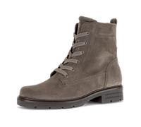 Schnürstiefelette GABOR, Damen, Gr. 40,5, grau (taupe), Veloursleder, unifarben, Schuhe Schnürstiefelette, Blockabsatz, Schnürboots mit Anziehlasche (70105323-40,5) taupe