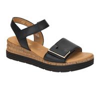 Keilsandalette GABOR "GENUA", Damen, Gr. 36, schwarz, Kalbsleder, unifarben, Schuhe, Keilabsatz, Sommerschuh, Sandale mit Klettverschlüssen, Weite G (48205366-36) schwarz