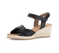 Keilsandalette GABOR "ATHEN", Damen, Gr. 38, schwarz, Nappaleder, unifarben, Schuhe, Riemchensandale, Sommerschuh mit Klettverschluss, G-Weite (55117929-38) schwarz