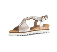 Sandalette GABOR "GENUA", Damen, Gr. 43, gold (goldfarben), Glattleder, metallic, Schuhe Sandalette, Keilabsatz, Sommerschuh, Riemchensandale in Komfortweite G (=weit) (70840340-43) goldfarben