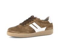 Sneaker GABOR, Damen, Gr. 35, lion, weiß, Glattleder, Veloursleder, Schuhe Sneaker, Freizeitschuh, Halbschuh, Schnürschuh mit gepolstertem Schaftrand (48662723-35)