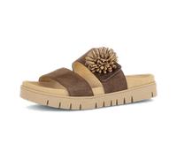 Pantolette GABOR, Damen, Gr. 43, dunkelbraun, Ziegenveloursleder, unifarben, Schuhe Pantolette, Plateau, Sommerschuh, Schlupfschuh mit Bast-Zierblüte (64628864-43) dunkelbraun