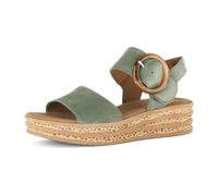 Keilsandalette GABOR, Damen, Gr. 36, grün, Veloursleder, unifarben, Schuhe, Riemchensandale, Sommerschuh mit modischer Zierschnalle (16576400-36) grün