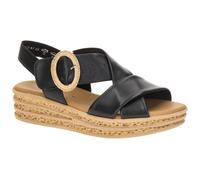 Keilsandalette GABOR, Damen, Gr. 38, schwarz, Glattleder, Schuhe, Plateau, Riemchensandale, Sommerschuh mit Zierschnalle (51832816-38) schwarz