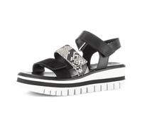 Keilsandalette GABOR, Damen, Gr. 40, schwarz, weiß, Glattleder, Ziegenveloursleder, Reptilienprägung, Schuhe, Plateau, Riemchensandale, Sommerschuh mit Kontrastbesatz (54117260-40) schwarz, weiß