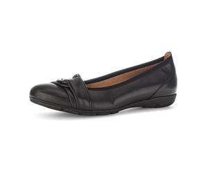 Gabor Ballerina schwarz Leder Schlaufe 04.165.27 für Damen, schwarz, Größe 44 EU / 9,5 UK