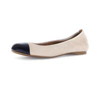 Ballerina GABOR, Damen, Gr. 38,5, beige (beige, schwarz), Nappaleder, Ziegenveloursleder, kontrastfarbene Details, Schuhe Ballerina, Blockabsatz, Schlupfschuh, Businesschuh mit Best Fitting-Ausstattun