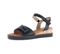 Keilsandalette GABOR "GENUA", Damen, Gr. 38, schwarz, Kalbsleder, unifarben, klassisch, Schuhe, Riemchensandale, Komfortschuh, Sommerschuh, Schmuckelement, Weite G (36574136-38) schwarz