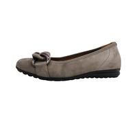 Ballerina GABOR "Florenz", Damen, Gr. 38, grau (taupe), Ziegenveloursleder, unifarben, klassisch, Schuhe, Businessschuh, Schlupfschuh mit Elastikeinfass, Weite G (18155942-38) taupe