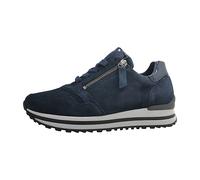 Keilsneaker GABOR "Turin", Damen, Gr. 39, blau (nachtblau), Lackleder, Ziegenveloursleder, Schuhe Keilsneaker, Freizeitschuh, Halbschuh, Schnürer, gepolsterter Schaftrand, H-Weite (31965243-39)