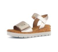 Keilsandalette GABOR "GENUA", Damen, Gr. 38, goldfarben, Glattleder, Schuhe, Keilabsatz, Sommerschuh, Sandale mit Klettverschlüssen, Weite G (83622456-38) goldfarben
