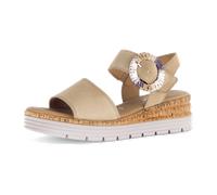 Keilsandalette GABOR "GENUA", Damen, Gr. 40, beige (sand), Ziegenveloursleder, unifarben, Schuhe, Sommerschuh, Riemchensandale, Komfortschuh in Weite G (=weit) (68091368-40) sand