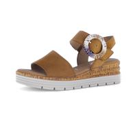 Keilsandalette GABOR COMFORT "Gabor Comfort Sandalen Leder", Damen, Gr. 38,5, braun, Leder, Schuhe (47830543-38,5) braun