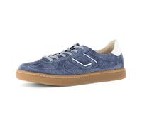 Sneaker GABOR "DAVOS", Damen, Gr. 39, jeansfarben, weiß, Nappaleder, Veloursleder, Schuhe Sneaker, Freizeitschuh, Halbschuh, Schnürschuh mit Lochmuster, Weite H (23199940-39) jeansfarben, weiß