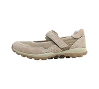 Riemchenballerina GABOR ROLLINGSOFT, Damen, Gr. 38,5, beige, Textil, Veloursleder, Schuhe Riemchenballerina, Klettschuh, Freizeitschuh, Komfortschuh mit Lochmuster (99648657-38,5) beige