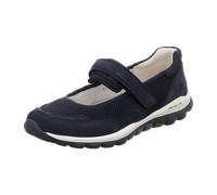 Riemchenballerina ROLLINGSOFT, Damen, Gr. 38,5, blau (dunkelblau), Nubukleder, Textil, Schuhe Riemchenballerina, Klettschuh, Freizeitschuh, Komfortschuh mit Lochmuster (78510746-38,5)