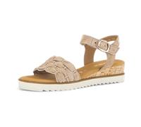Gabor Damen Riemchensandalen, Frauen Sandalen,polsterung,feminin,Wide-fit,h-Weite,Leder-Sohle,Cherry,Merlot,Gold,Sand (Kork/Gold),42 EU / 8 UK