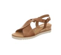 Sandalette GABOR "GENUA", Damen, Gr. 38, braun (camelfarben), Kalbsleder, unifarben, klassisch, Schuhe, Keilabsatz, Sommerschuh, Riemchensandale in Komfortweite G (=weit) (95071846-38) camelfarben