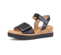 Keilsandalette GABOR "GENUA", Damen, Gr. 40, schwarz, Kalbsleder, unifarben, Schuhe, Keilabsatz, Sommerschuh, Sandale mit Klettverschlüssen, Weite G (48205366-40) schwarz