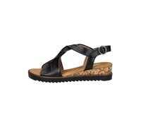Riemchensandale GABOR "GENUA", Damen, Gr. 40, schwarz, Leder, unifarben, klassisch, Schuhe, Sommerschuh, Sandalette, Keilabsatz, G-Weite (23327631-40) schwarz