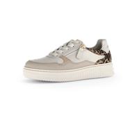 Plateausneaker GABOR, Damen, Gr. 37, sanftes weiß, hellbeige, leo, Kalbsleder, Nubukleder, Schuhe Plateausneaker, Freizeitschuh, Halbschuh, Schnürer mit Kontastbesätzen, Weite K (46368616-37)