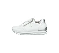 Keilsneaker GABOR "TURIN", Damen, Gr. 37, silber (weiß, silberfarben), Kalbsleder, Ziegenleder, kontrastfarbene Details, Schuhe Keilsneaker, mit silberfarbenen Details, Freizeitschuh, Halbschuh, Schnü