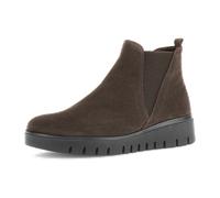 Chelseaboots GABOR "DAVOS", Damen, Gr. 38, braun (dunkelbraun), Elastischer Einsatz, Veloursleder, unifarben, Basic, Schuhe Chelseaboots, Keilboots, Ankleboots in Komfortweite H (= sehr weit), Topsell