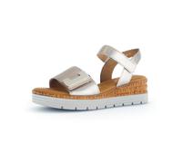 Gabor Damen Keilsandalen, Frauen Sandalen,Wedge-Heel,hoch,Sommerschuhe,Freizeitschuhe,offene Schuhe,Strandschuhe,Puder (Uni+Gold),42 EU / 8 UK