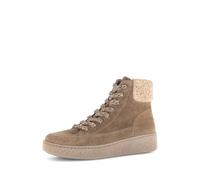 Schnürboots GABOR "DAVOS", Damen, Gr. 37, hellbraun, Textil, Veloursleder, Schuhe Schnürboots, Plateau, Schnürstiefelette in Komfortweite H (= sehr weit) (81427666-37) hellbraun