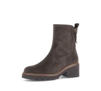 Gabor Stiefelette TUNIS Damen Veloursleder Blockabsatz Zierreißverschluss G‑Weite 38,5 Dunkelbraun
