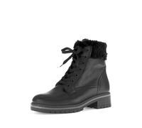 Winterstiefelette GABOR "GENUA", Damen, Gr. 42, schwarz, Glattleder, Textil, unifarben, Schuhe Winterstiefelette, Blockabsatz, Winterboots mit Teddyplüsch-Kragen (52173717-42) schwarz