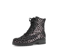 Schnürstiefelette GABOR "PISA", Damen, Gr. 40, schwarz (schwarz, leo), Veloursleder, animal-print, Schuhe Schnürstiefelette, Blocakabsatz, Schnürboots im Animal-Look, Komfortweite G, Topseller (532474