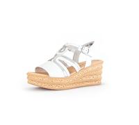 Gabor Damen Keilsandalen, Frauen Sandalen,Best Fitting,Keilabsatz,Wedge-Heel,Sommerschuhe,Freizeitschuhe,Strandschuhe,Weiss/Silber,41 EU / 7.5 UK