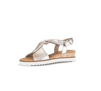 Sandalette GABOR "GENUA", Damen, Gr. 41, gold (goldfarben), Glattleder, metallic, Schuhe Sandalette, Keilabsatz, Sommerschuh, Riemchensandale in Komfortweite G (=weit) (70840340-41) goldfarben