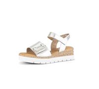Gabor Damen Keilsandalen, Frauen Sandalen,Leichte Mehrweite (G),Keilabsatz,Wedge-Heel,bequem,flach,Silber (Uni+Gold),40 EU / 6.5 UK