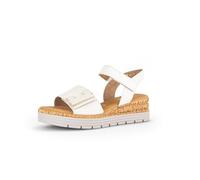 Gabor Damen Keilsandalen, Frauen Sandalen,Leichte Mehrweite (G),Keilabsatz,Wedge-Heel,bequem,flach,Sommerschuhe,Creme (Uni+Gold),37 EU / 4 UK
