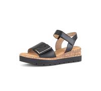 Gabor Damen Keilsandalen, Frauen Sandalen,Leichte Mehrweite (G),Strandschuhe,Keilsandaletten,Keilabsatz,flach,schwarz (Uni+Gold),40 EU / 6.5 UK