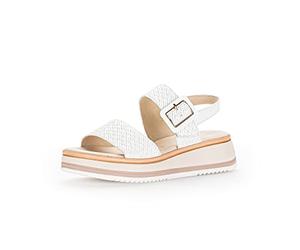 Gabor Damen Keilsandalen, Frauen Sandalen,Moderate Mehrweite (G),Keilsandaletten,Keilabsatz,Wedge-Heel,flach,Weiss (LDS),40 EU / 6.5 UK