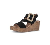 Gabor Keilsandalette Riemchensandale – Veloursleder, schwarz, Damen Gr. 40, Best Fitting-Ausstattung