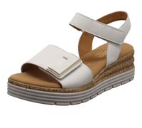 Gabor Damen Keilsandalette aus Echtleder in Weiß mit doppeltem Klettverschluss und Details in Gold. weiß Gr. 35,5