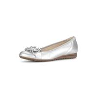 Ballerina GABOR "FLORENZ", Damen, Gr. 38, silber (silberfarben), Glattleder, metallic, Schuhe Ballerina, Keilabsatz, Businessschuh, Halbschuh, Schlupfschuh mit Zierkette (57176719-38) silberfarben