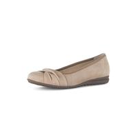 Ballerina GABOR "FLORENZ", Damen, Gr. 39, beige, Ziegenveloursleder, Schuhe Ballerina, Businessschuh, Slipper, Schlupfschuh mit Zierriegel, Weite G (=weit) (34301334-39) beige