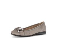 Ballerina GABOR "Florenz", Damen, Gr. 38, grau (taupe), Ziegenveloursleder, unifarben, klassisch, Schuhe, Businessschuh, Schlupfschuh mit Elastikeinfass, Weite G (18155942-38) taupe