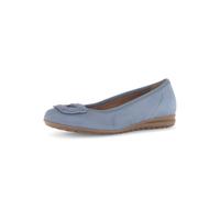 Ballerina GABOR "FLORENZ", Damen, Gr. 38, blau (jeansblau), Ziegenveloursleder, unifarben, festlich, Schuhe, Bequemschuh, Businesschuh, Elastikeinfass, Komfortweite G (=weit) (38716200-38) jeansblau