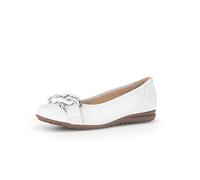 Gabor Damen Klassische Ballerinas, Frauen Flats,Moderate Mehrweite (G),Ausgehschuhe,Abendschuhe,Slip-ons,Weiss (Uni+Silber),40 EU / 6.5 UK