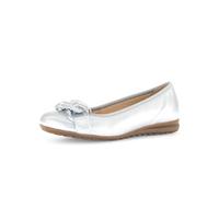 Gabor Damen Klassische Ballerinas, Frauen Flats,Slipper,Ballerina-Schuhe,Ballett-Schuhe,Ballet-Flats,Ausgehschuhe,Silber (Uni+OBL),38 EU / 5 UK