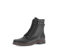 Gabor Damen Schnürstiefelette Kalbsleder Blockabsatz Zierreißverschluss Gr. 38,5 Schwarz